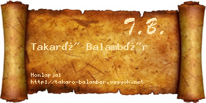 Takaró Balambér névjegykártya